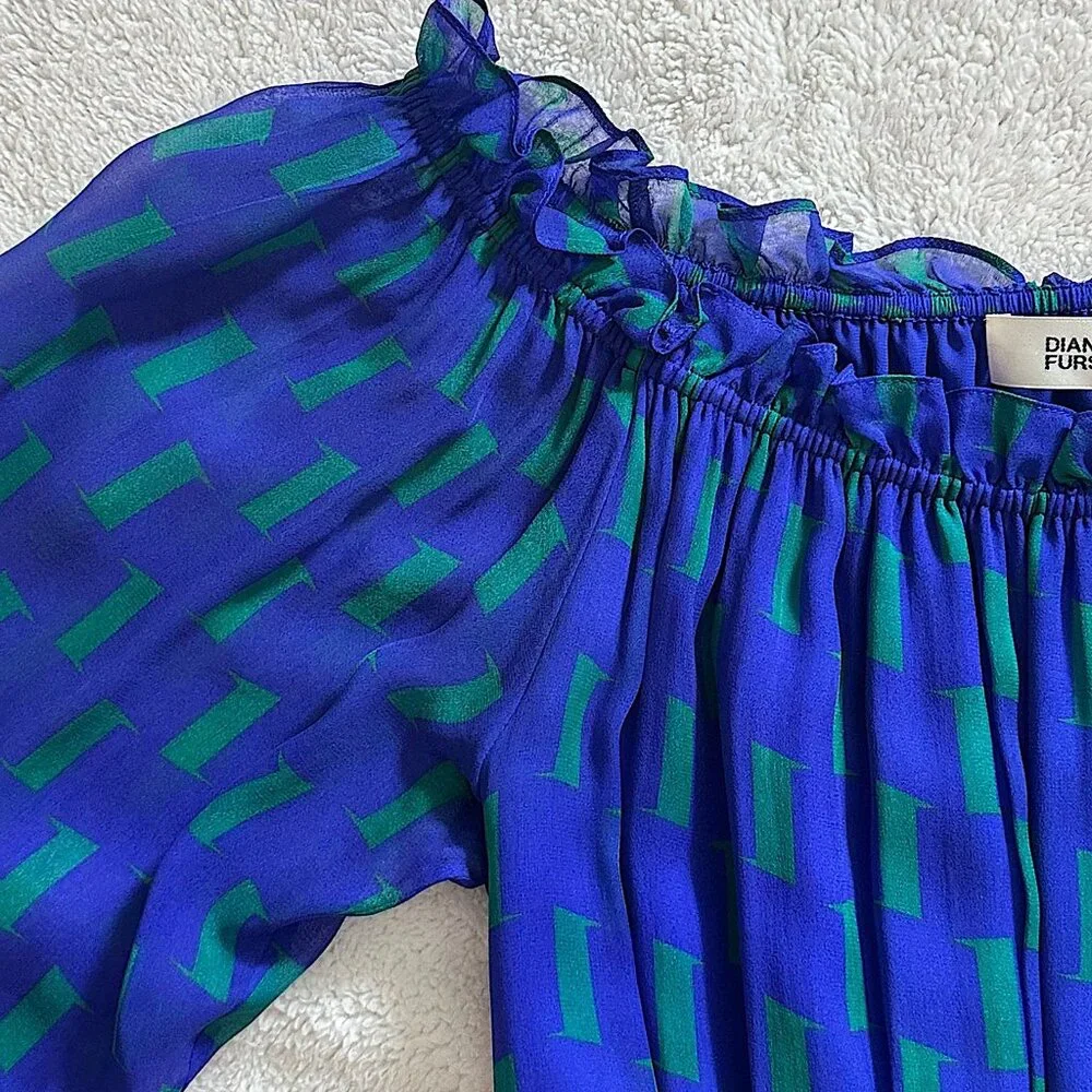 Diane Von Furstenberg Blue Dress - Size 10 - Picture 9 of 9